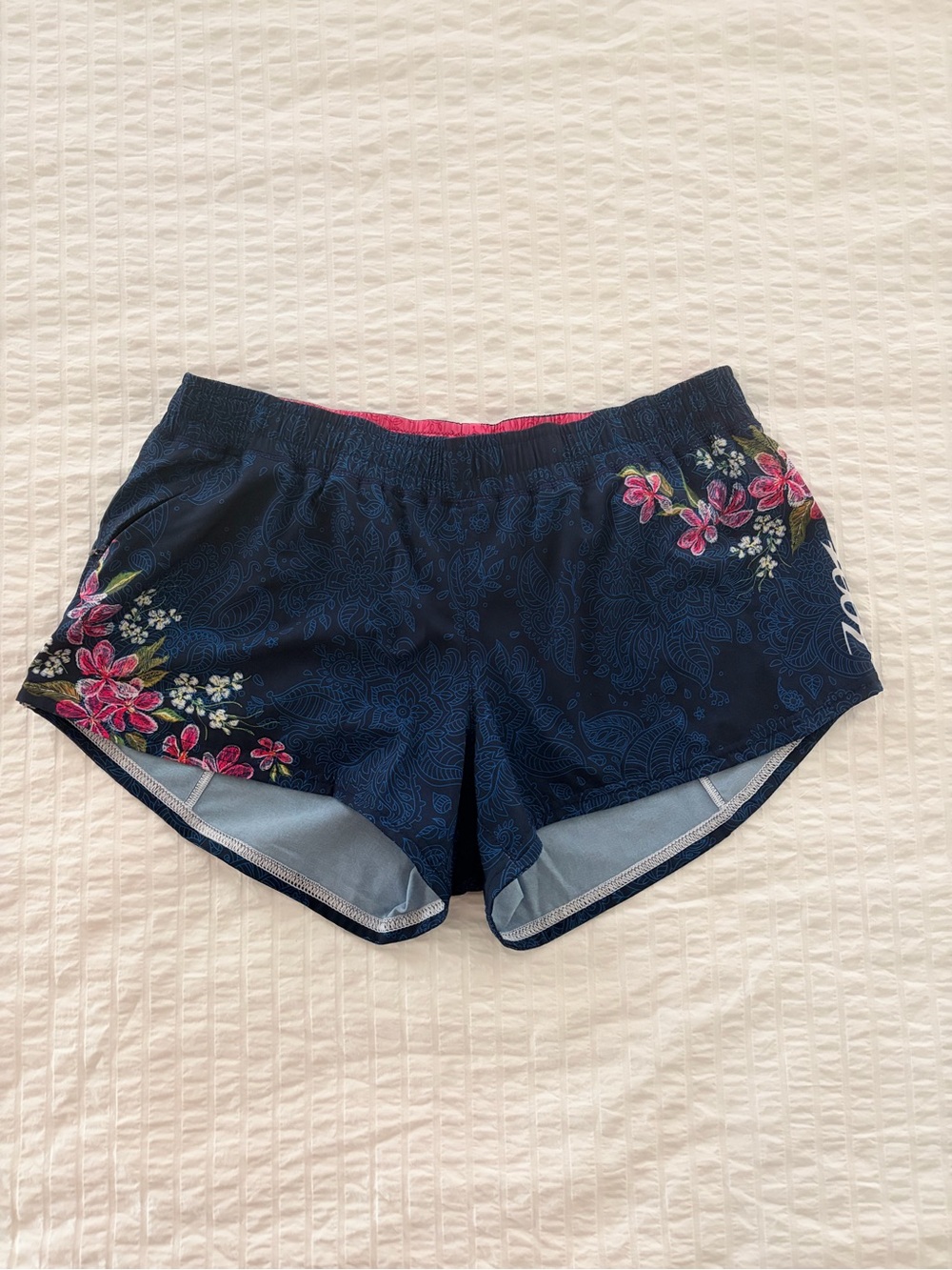 Zoot Navy Athletic Shorts with Pink Floral Accents